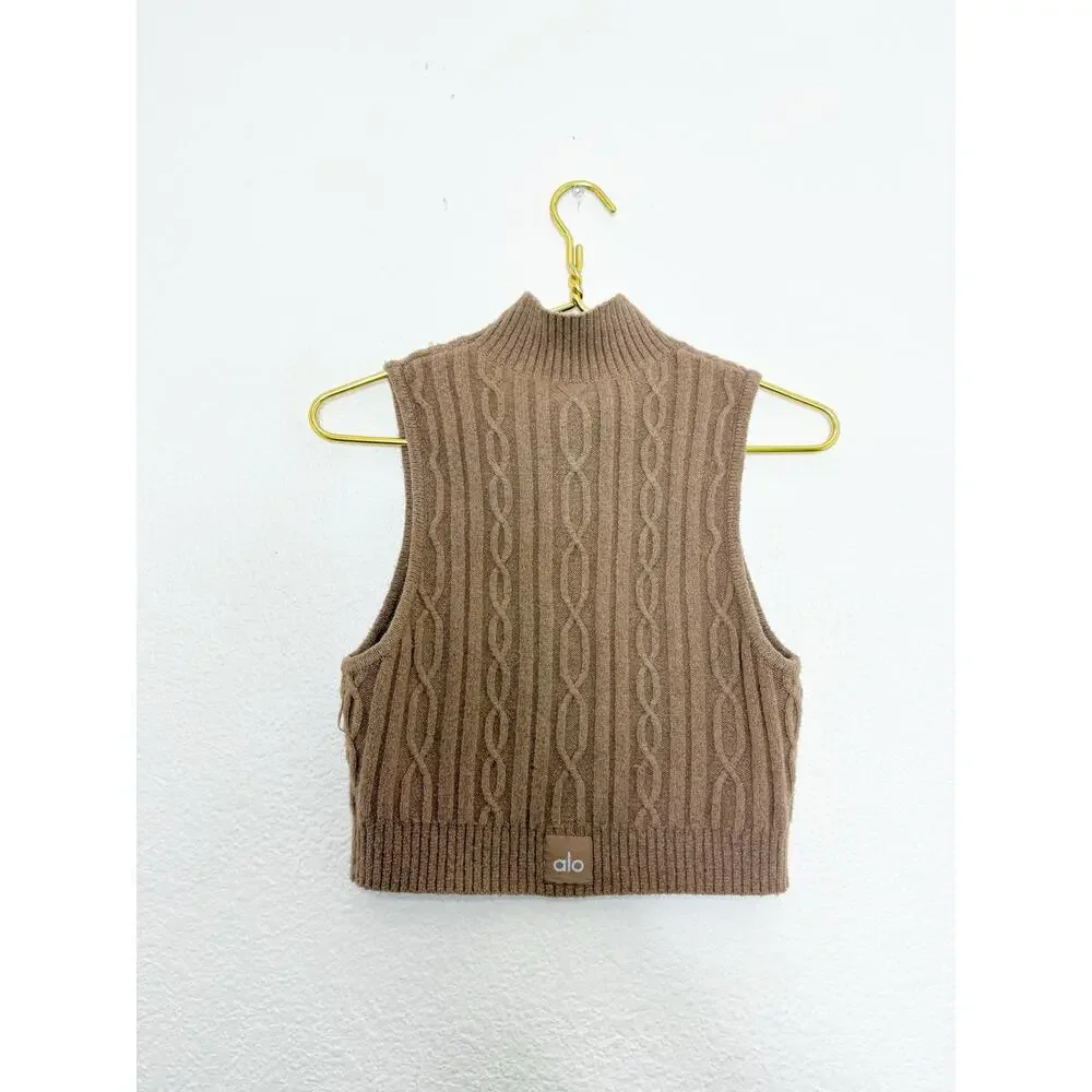 Alo Yoga Cable Knit Winter Bliss Matching Set Size Small/Medium Toasted Almond